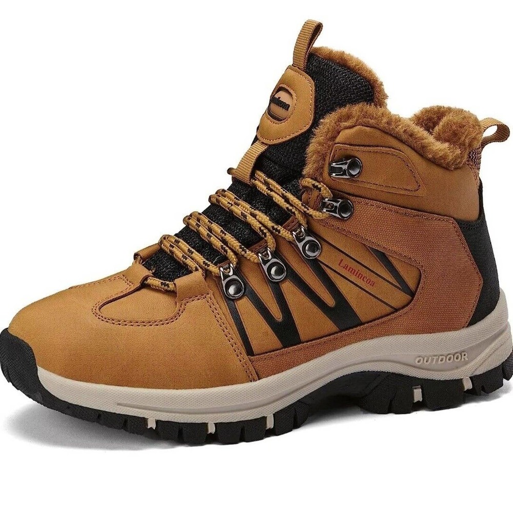 NEW Tan Lamincoa Winter Snow Hiking Boots, Faux Fur Lined, Size 7 US 38 EUR